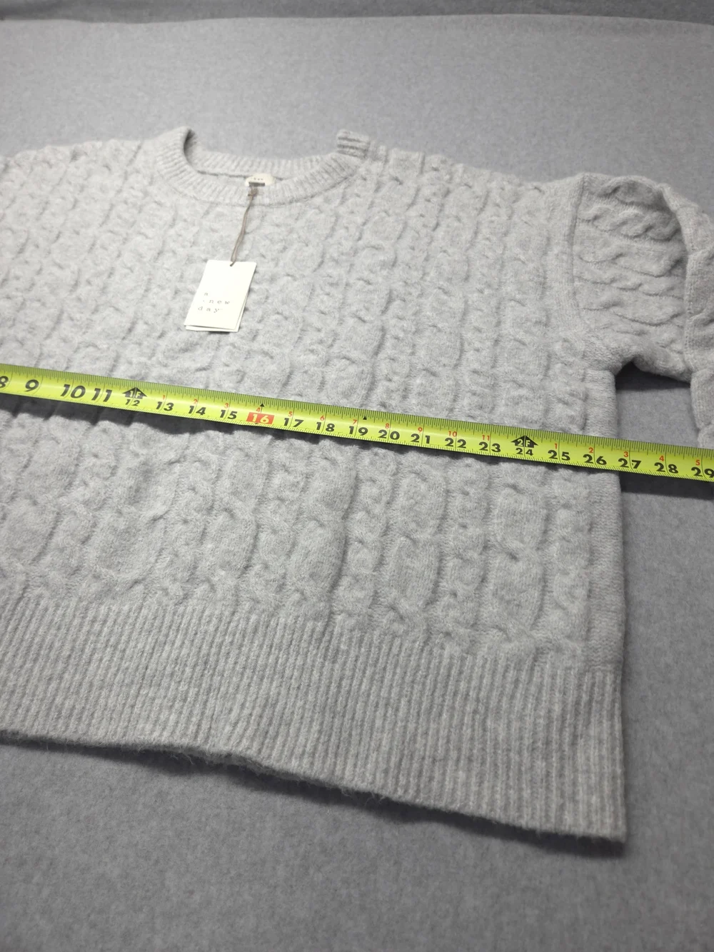 0369 a new day Cable Knit Crewneck Sweater - Light Gray
